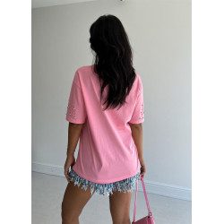 T-Shirt Rose Strass