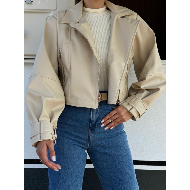 Veste Simili Cuir Beige