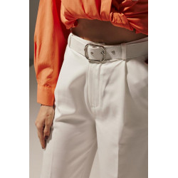 Pantalon Habillé Blanc avec Ceinture